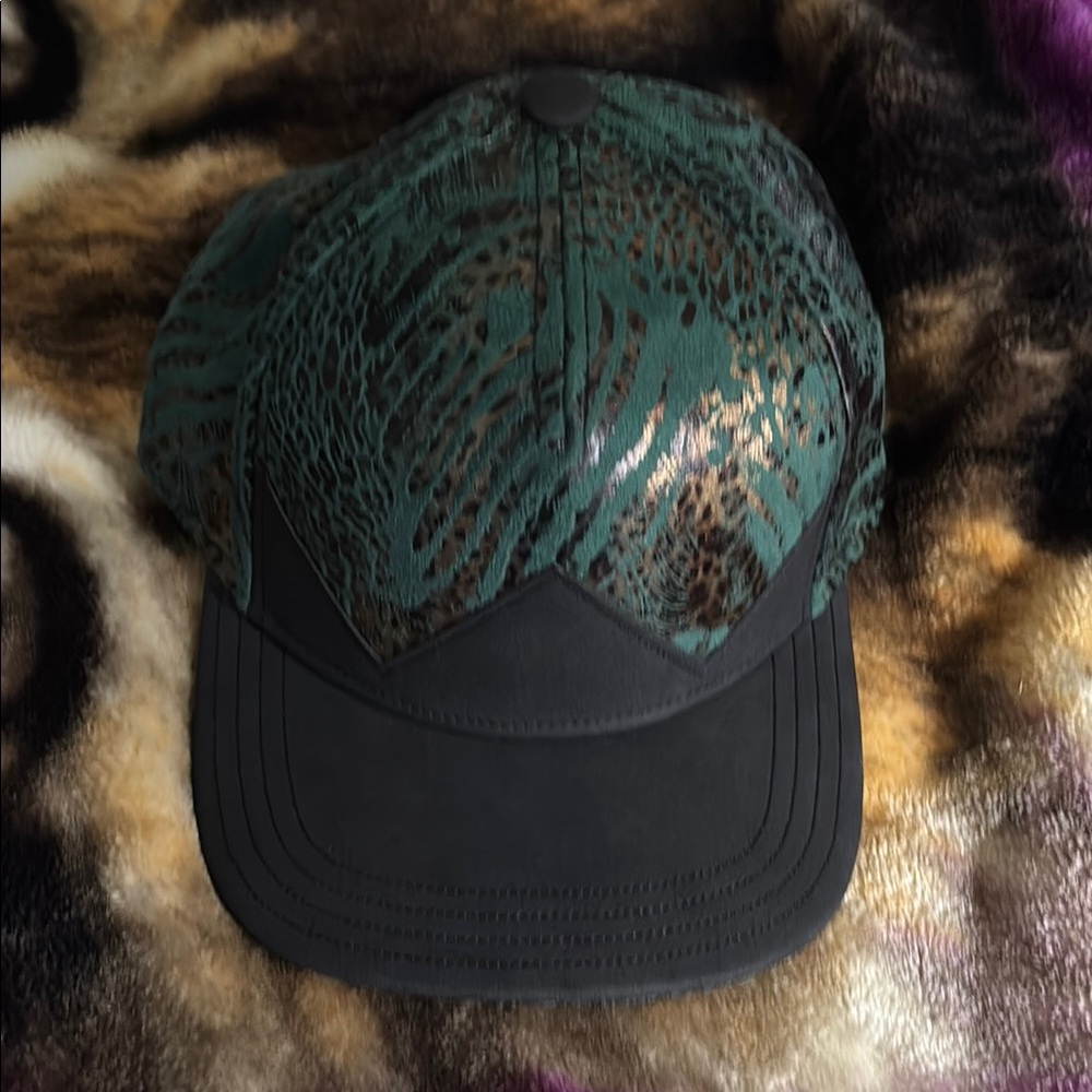 Flat Fitty Woz Kalifa Green and Black Animal Print Cap